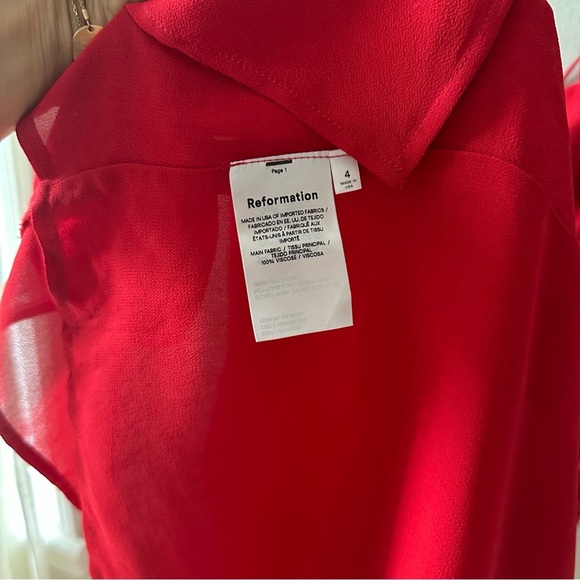 NEW Reformation Kourtney Dress Cherry Red - Picture 5 of 7